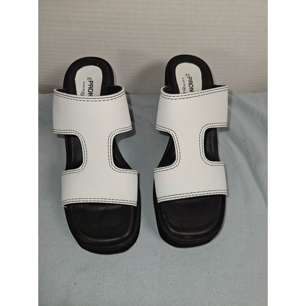 Vintage Pronto Moda White Platform Slide Sandals Women's Size 7.5